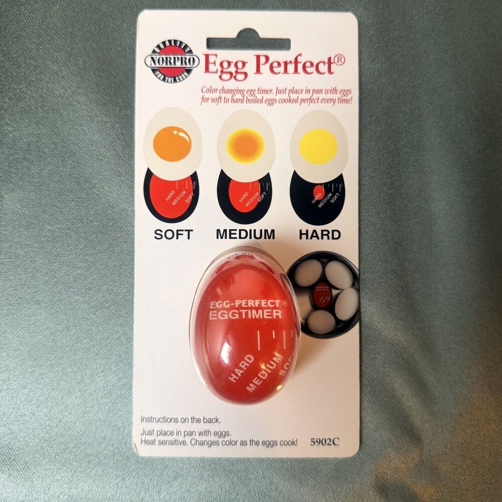 Norpro Egg Perfect Color Changing Timer Soft Medium Hard Boiled 5902C New Red